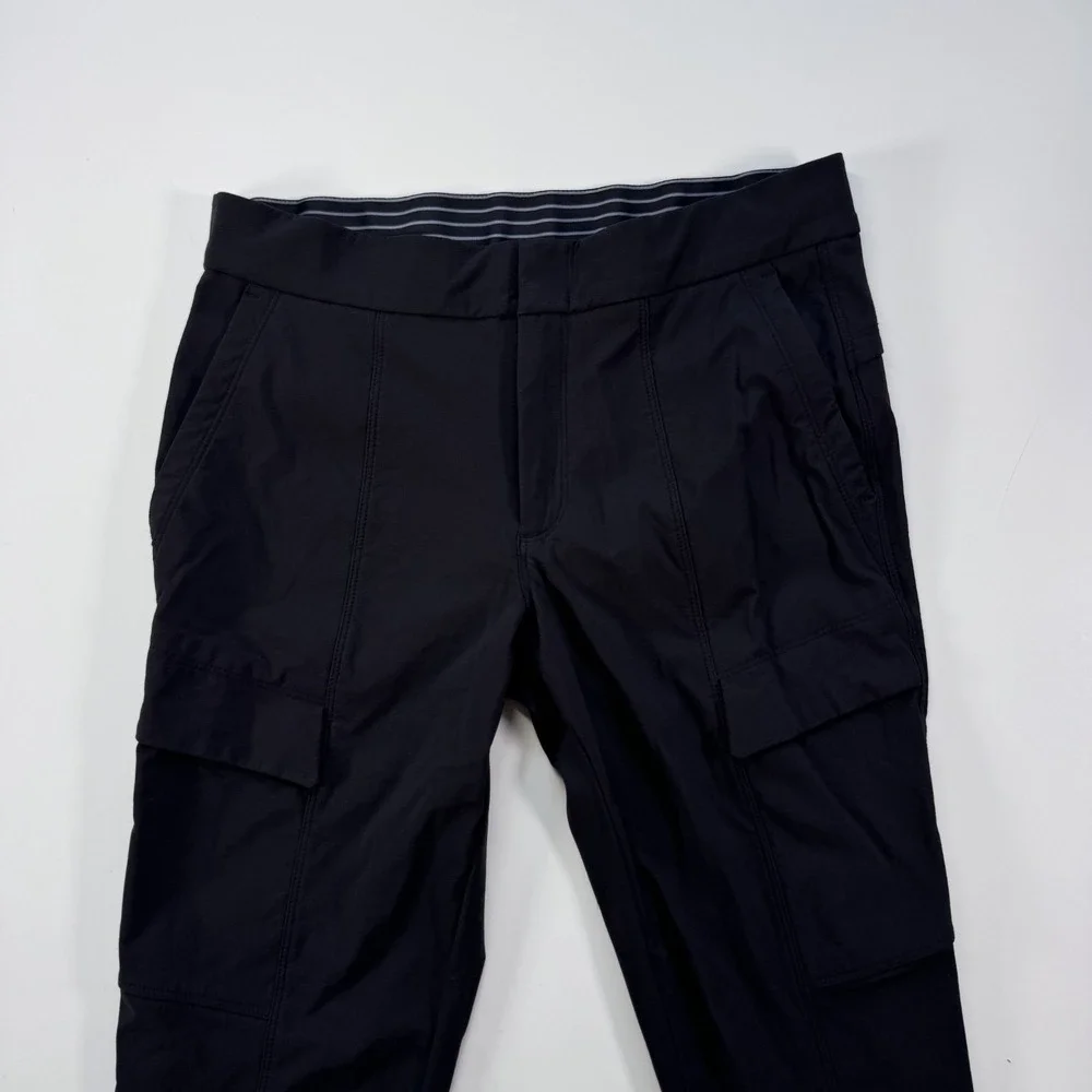 ATHLETA Cargo Pocket Joggers Tapered Ankle Womens 4 28.5" Inseam Black Stretch - Picture 9 of 14
